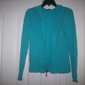 Daisy Fuentes Moda Womens Full Zip Hoodie Size L Aquatic Pockets Long Sleeve